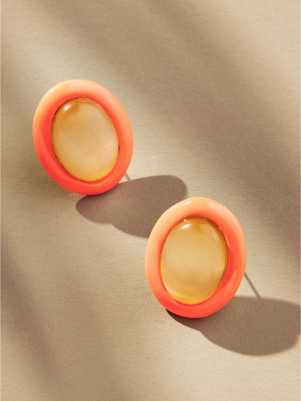 Anthropologie Geometric Colorblock Post Earrings in Coral